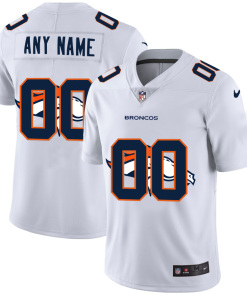 Denver Broncos Custom White Men's Nike Team Logo Dual Overlap Limited NFL Jersey