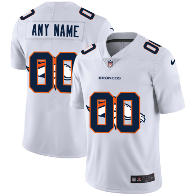 Denver Broncos Custom White Men's Nike Team Logo Dual Overlap Limited NFL Jersey