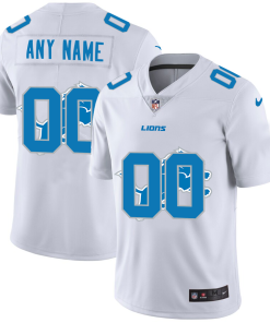 Detroit Lions Custom White Men's Nike Team Logo Dual Overlap Limited NFL Jersey