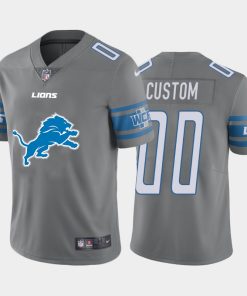 Detroit Lions Custom Gray Men's Nike Big Team Logo Vapor Limited NFL Jersey