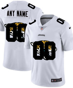 Jacksonville Jaguars Custom White Men's Nike Team Logo Dual Overlap Limited NFL Jersey