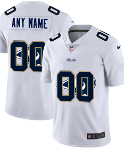Los Angeles Rams Custom White Men's Nike Team Logo Dual Overlap Limited NFL Jersey