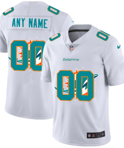 Miami Dolphins Custom White Men's Nike Team Logo Dual Overlap Limited NFL Jersey