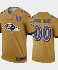 Baltimore Ravens Custom Gold Men's Nike Big Team Logo Player Vapor Limited NFL Jersey
