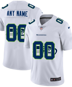 Seattle Seahawks Custom White Men's Nike Team Logo Dual Overlap Limited NFL Jersey