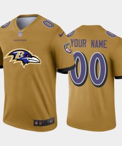 Baltimore Ravens Custom Gold Men's Nike Big Team Logo Vapor Limited NFL Jersey
