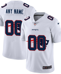 New England Patriots Custom White Men's Nike Team Logo Dual Overlap Limited NFL Jersey