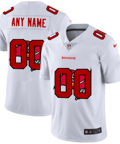Tampa Bay Buccaneers Custom White Men's Nike Team Logo Dual Overlap Limited NFL Jersey