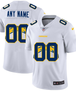 Los Angeles Chargers Custom White Men's Nike Team Logo Dual Overlap Limited NFL Jersey
