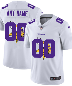 Minnesota Vikings Custom White Men's Nike Team Logo Dual Overlap Limited NFL Jersey