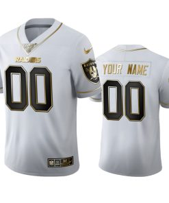 Las Vegas Raiders Custom Men's Nike White Golden Edition Vapor Limited NFL 100 Jersey