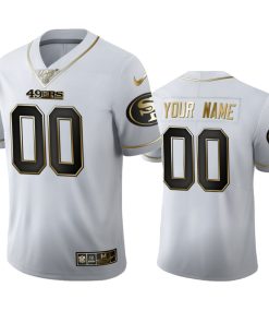 San Francisco 49ers Custom Men's Nike White Golden Edition Vapor Limited NFL 100 Jersey