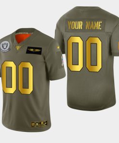 Raiders Custom Men's Nike Olive Gold 2019 Salute to Service Limited NFL 100 Jersey