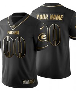 Green Bay Packers Custom Men's Nike Black Golden Limited NFL 100 Jersey
