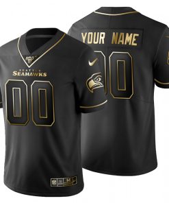 Seattle Seahawks Custom Men's Nike Black Golden Limited NFL 100 Jersey