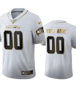 Seattle Seahawks Custom Men's Nike White Golden Edition Vapor Limited NFL 100 Jersey