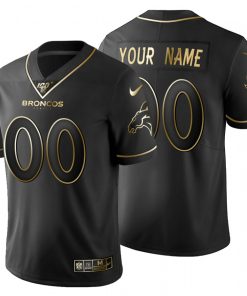 Denver Broncos Custom Men's Nike Black Golden Limited NFL 100 Jersey
