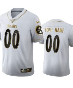 Pittsburgh Steelers Custom Men's Nike White Golden Edition Vapor Limited NFL 100 Jersey