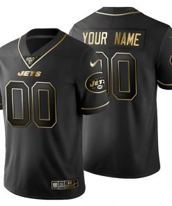New York Jets Custom Men's Nike Black Golden Limited NFL 100 Jersey