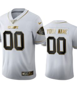 Kansas City Chiefs Custom Men's Nike White Golden Edition Vapor Limited NFL 100 Jersey