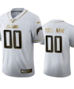 Los Angeles Chargers Custom Men's Nike White Golden Edition Vapor Limited NFL 100 Jersey