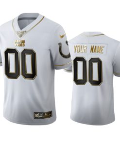 Indianapolis Colts Custom Men's Nike White Golden Edition Vapor Limited NFL 100 Jersey