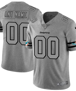 Miami Dolphins Custom Men's Nike Gray Gridiron II Vapor Untouchable Limited NFL Jersey