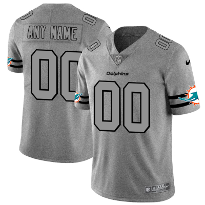 Miami Dolphins Custom Men's Nike Gray Gridiron II Vapor Untouchable Limited NFL Jersey