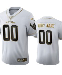 Houston Texans Custom Men's Nike White Golden Edition Vapor Limited NFL 100 Jersey