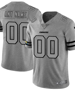Los Angeles Chargers Custom Men's Nike Gray Gridiron II Vapor Untouchable Limited NFL Jersey