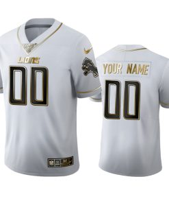 Detroit Lions Custom Men's Nike White Golden Edition Vapor Limited NFL 100 Jersey