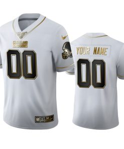 Cleveland Browns Custom Men's Nike White Golden Edition Vapor Limited NFL 100 Jersey