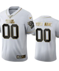 Carolina Panthers Custom Men's Nike White Golden Edition Vapor Limited NFL 100 Jersey