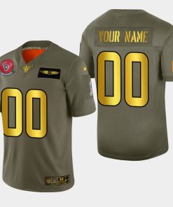 Nike Texans Custom Men's Olive Gold 2019 Salute to Service NFL 100 Limited Jersey