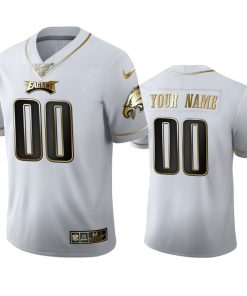 Philadelphia Eagles Custom Men's Nike White Golden Edition Vapor Limited NFL 100 Jersey
