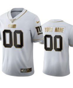 New York Giants Custom Men's Nike White Golden Edition Vapor Limited NFL 100 Jersey