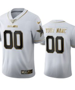 Dallas Cowboys Custom Men's Nike White Golden Edition Vapor Limited NFL 100 Jersey