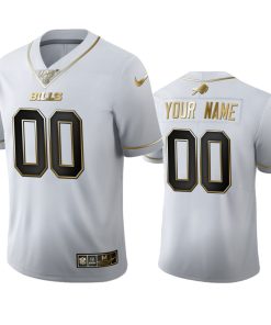 Buffalo Bills Custom Men's Nike White Golden Edition Vapor Limited NFL 100 Jersey
