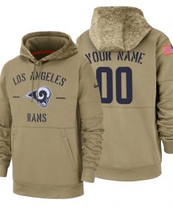 Los Angeles Rams Custom Nike Tan 2019 Salute To Service Name & Number Sideline Therma Pullover Hoodie