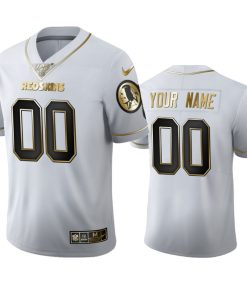 Washington Redskins Custom Men's Nike White Golden Edition Vapor Limited NFL 100 Jersey