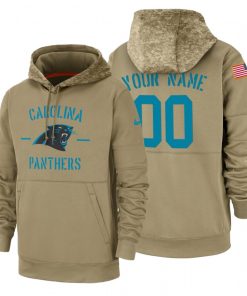 Carolina Panthers Custom Nike Tan 2019 Salute To Service Name & Number Sideline Therma Pullover Hoodie
