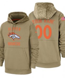 Denver Broncos Custom Nike Tan 2019 Salute To Service Name & Number Sideline Therma Pullover Hoodie