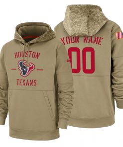 Houston Texans Custom Nike Tan 2019 Salute To Service Name & Number Sideline Therma Pullover Hoodie