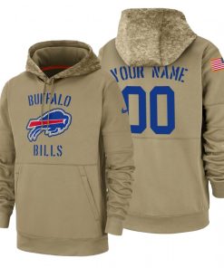 Buffalo Bills Custom Nike Tan 2019 Salute To Service Name & Number Sideline Therma Pullover Hoodie