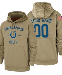 Indianapolis Colts Custom Nike Tan 2019 Salute To Service Name & Number Sideline Therma Pullover Hoodie