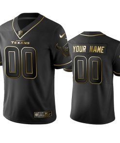 Texans Custom Men's Stitched NFL Vapor Untouchable Limited Black Golden Jersey