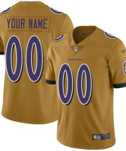 Nike Baltimore Ravens Customized Gold Men's Stitched NFL Limited Inverted Legend Jersey
