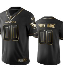 Dolphins Custom Men's Stitched NFL Vapor Untouchable Limited Black Golden Jersey