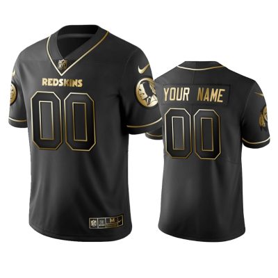 Redskins Custom Men's Stitched NFL Vapor Untouchable Limited Black Golden Jersey