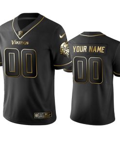 Vikings Custom Men's Stitched NFL Vapor Untouchable Limited Black Golden Jersey